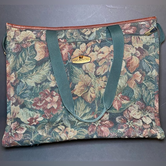 Ricardo Beverly Hills  VtgTote, Floral Tapestry, Carry On Travel Overnight Bag - Picture 1 of 10